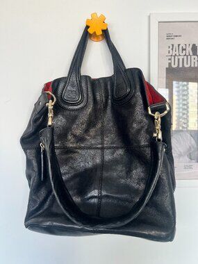 Authentic GIVENCHY Nightingale Bag - Black Leather w/ Red Suede Interior